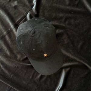 Polo by Ralph Lauren Black Corduroy Cap with Iconic Logo